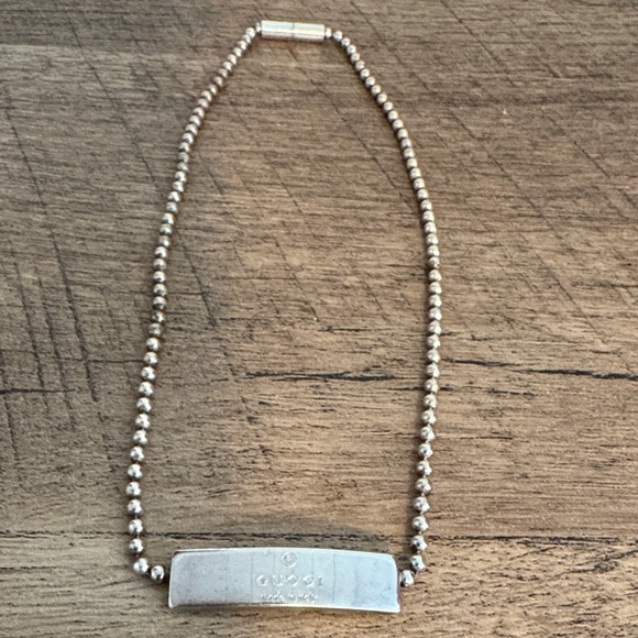 Gucci Silver Beaded Bar Choker Necklace - Picture 1 of 4